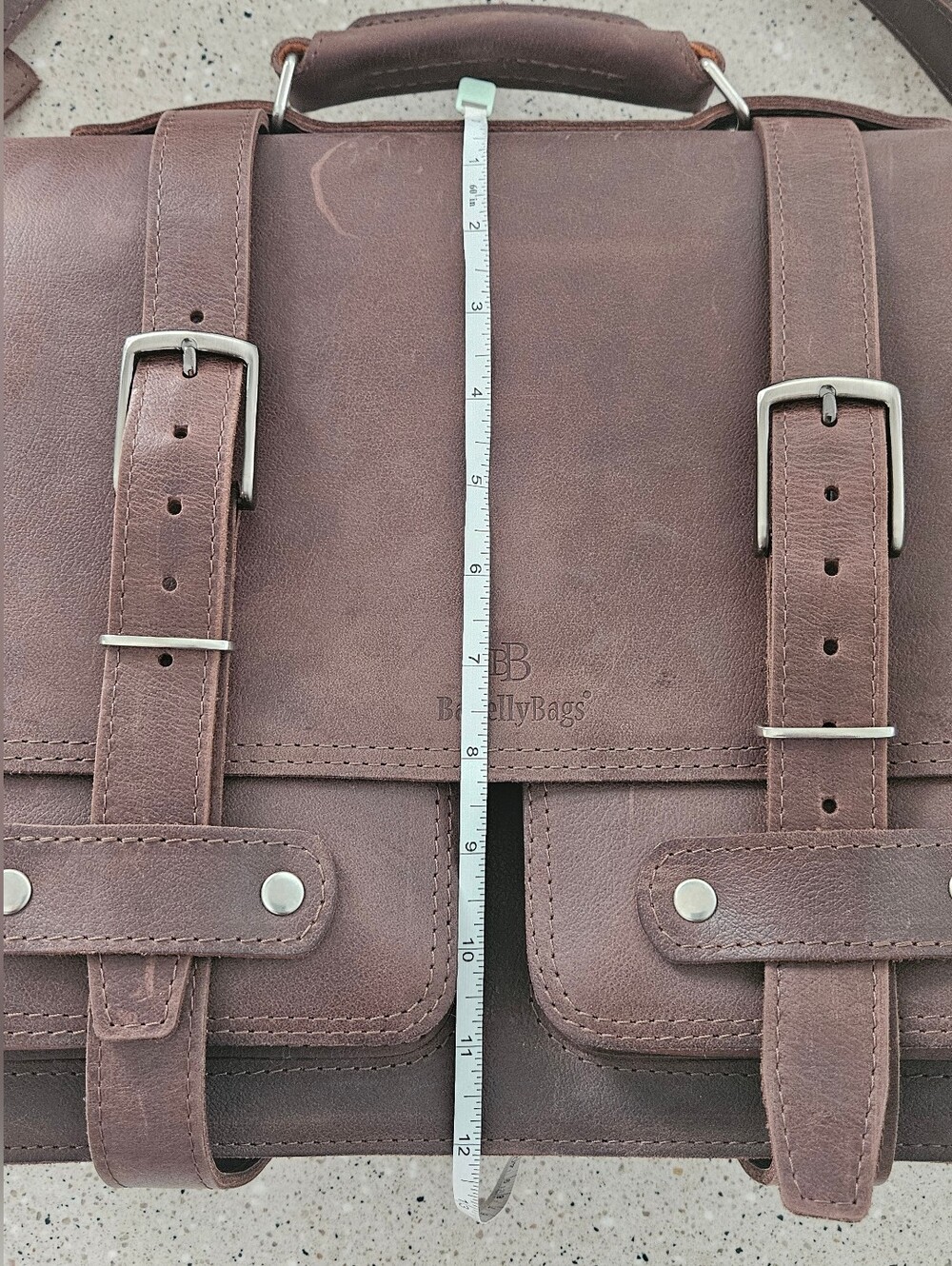 NEW Men's Brown Genuine Leather Messenger Bag Work Briefcase Distressed Style - Picture 7 of 11